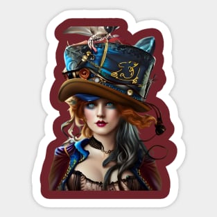 Victorian Steampunk Lady Sticker